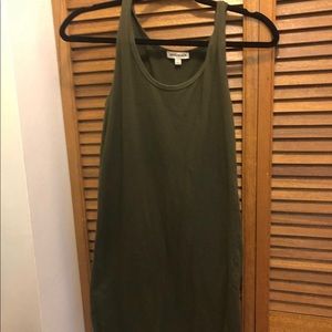 Olive green and burgundy dress